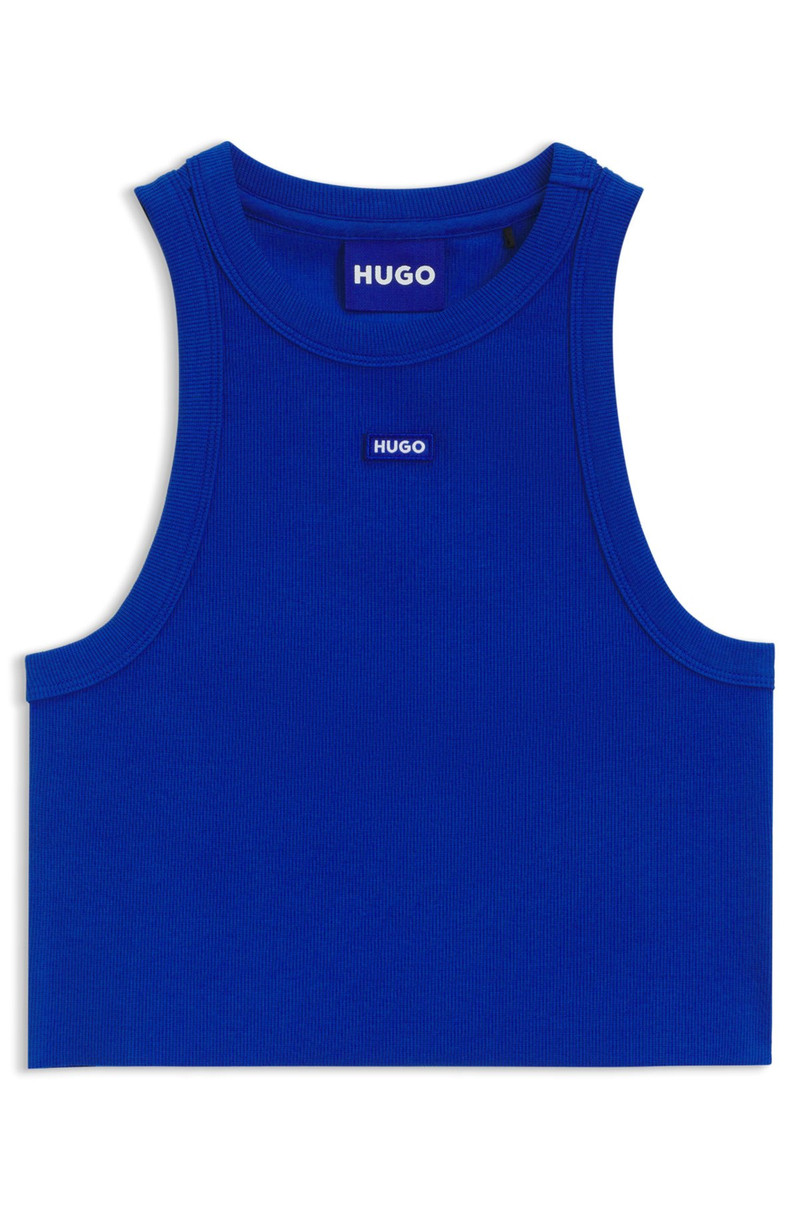 TANK TOP IN RIBBED STRETCH COTTON WITH LOGO BADGE 1