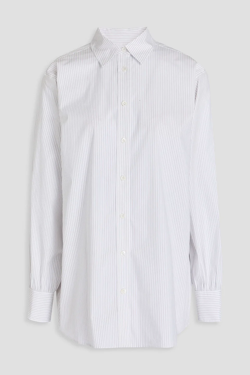 Striped cotton-blend poplin shirt - 1