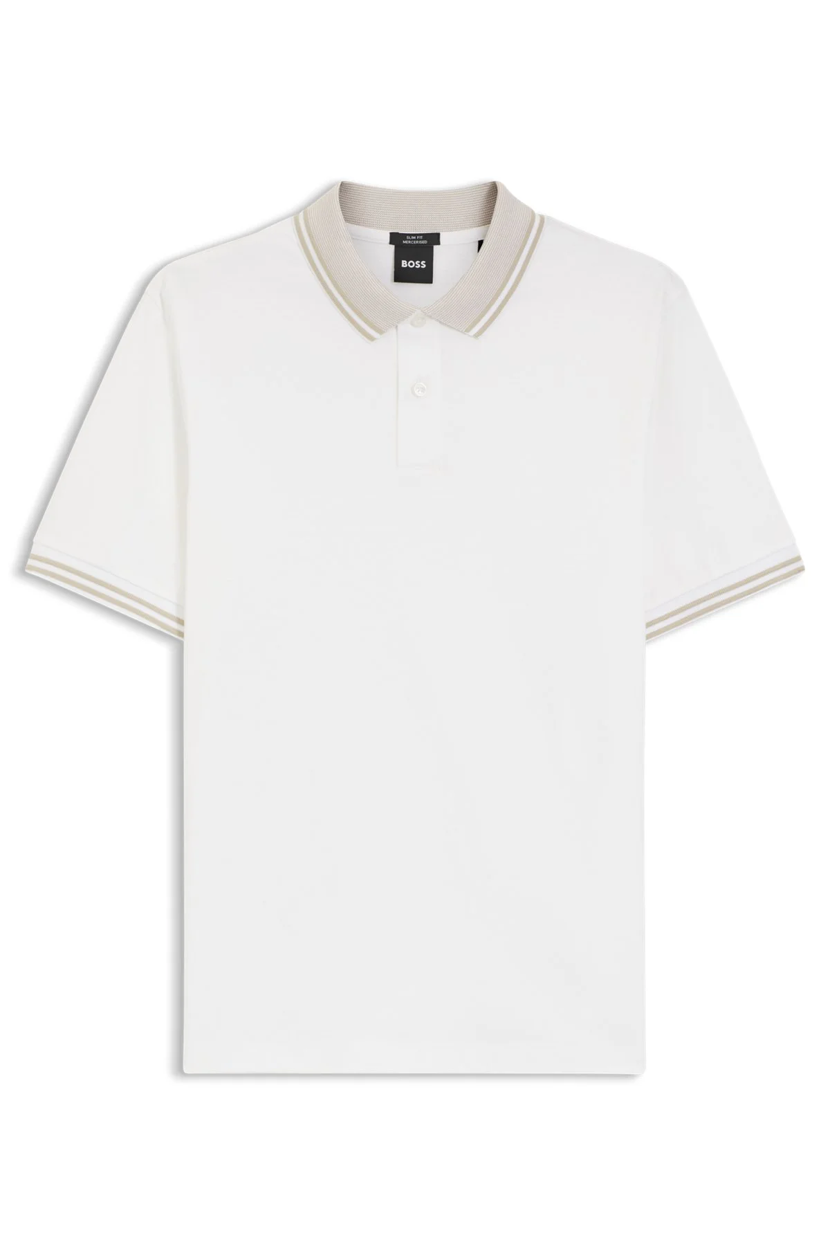 STRIPE-TRIM SLIM-FIT POLO SHIRT IN MERCERISED COTTON - 1