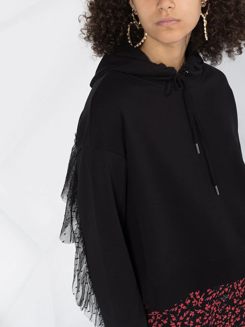 tulle-detail hoodie - 5