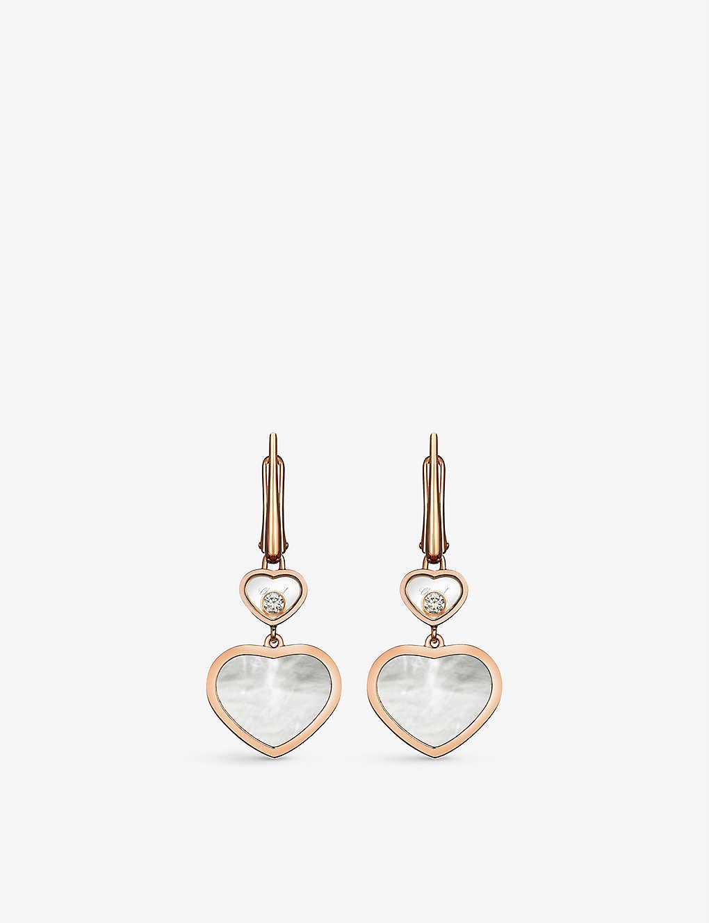 Happy Hearts 18ct rose-gold, 0.10ct diamond and mother-of-pearl earrings - 1