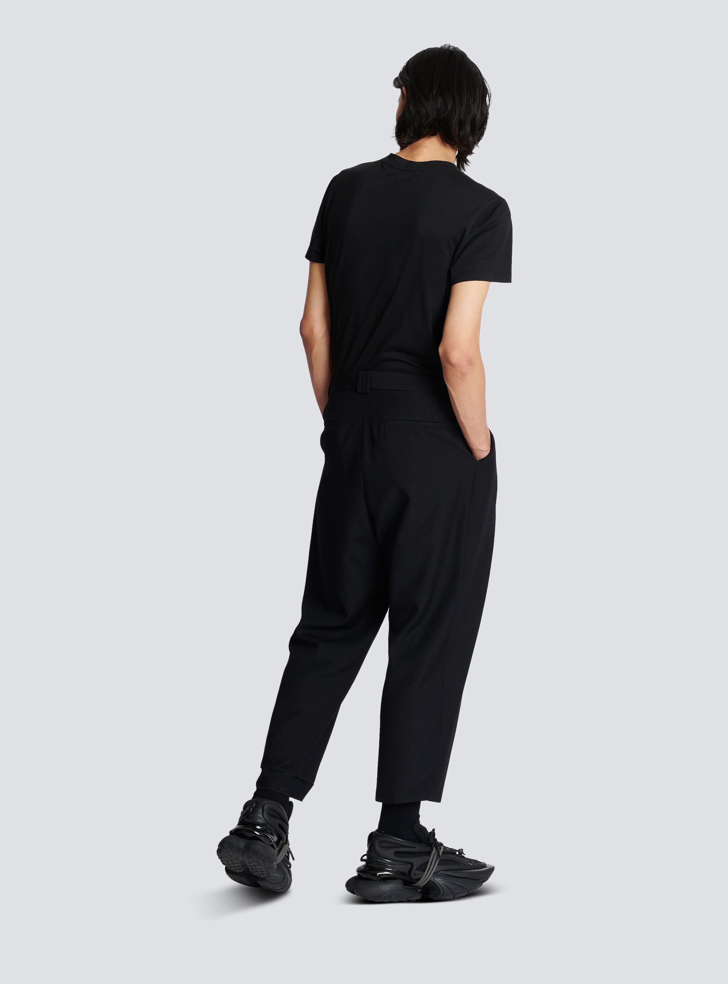 Wool trousers with pleated hem - 4