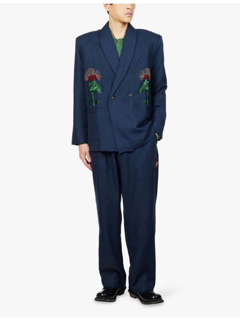 KARTIK RESEARCH Double-Breasted Shawl Embroidered Wool Jacket outlook