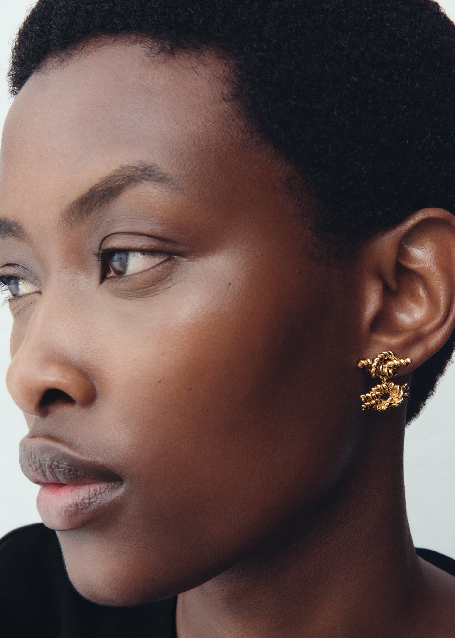 Rope knot earrings gold - 2