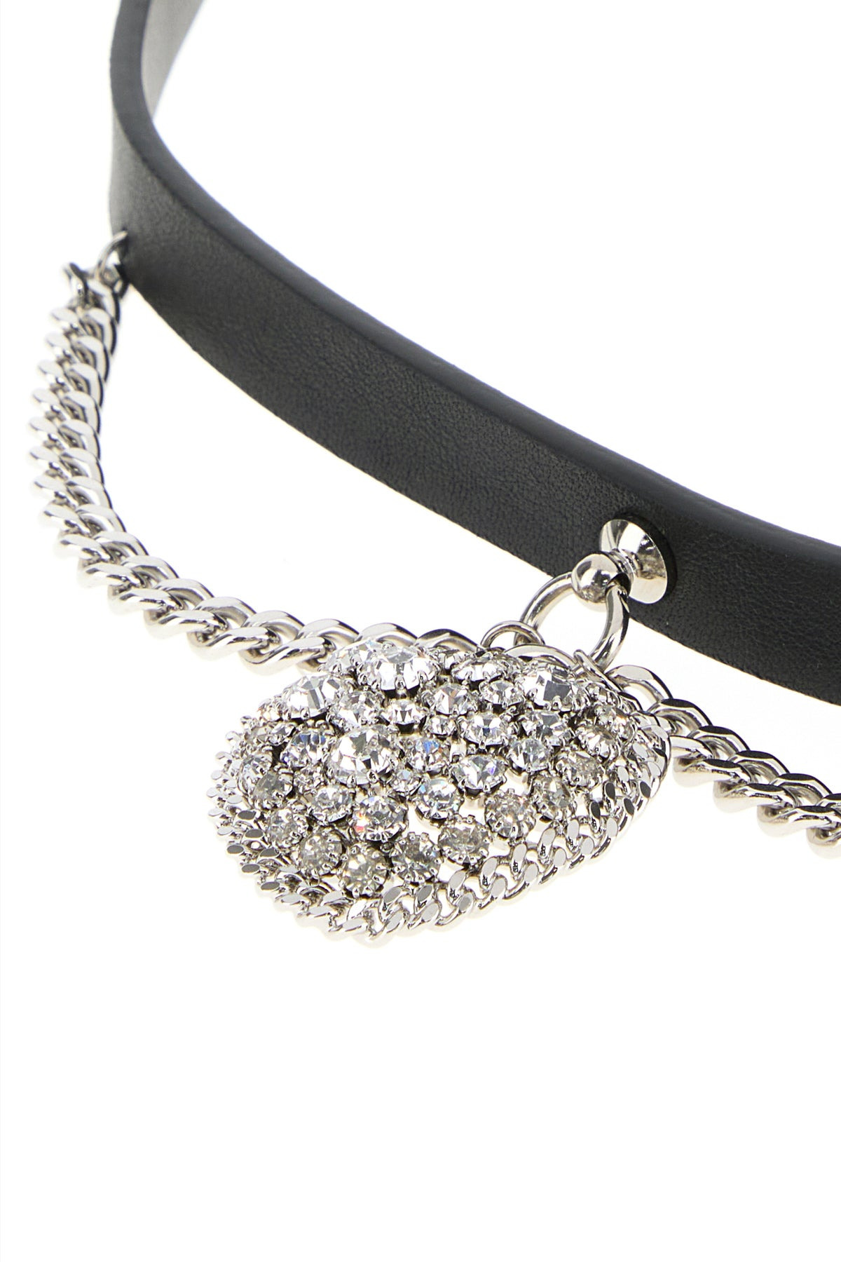 Black leather Heart choker - 2