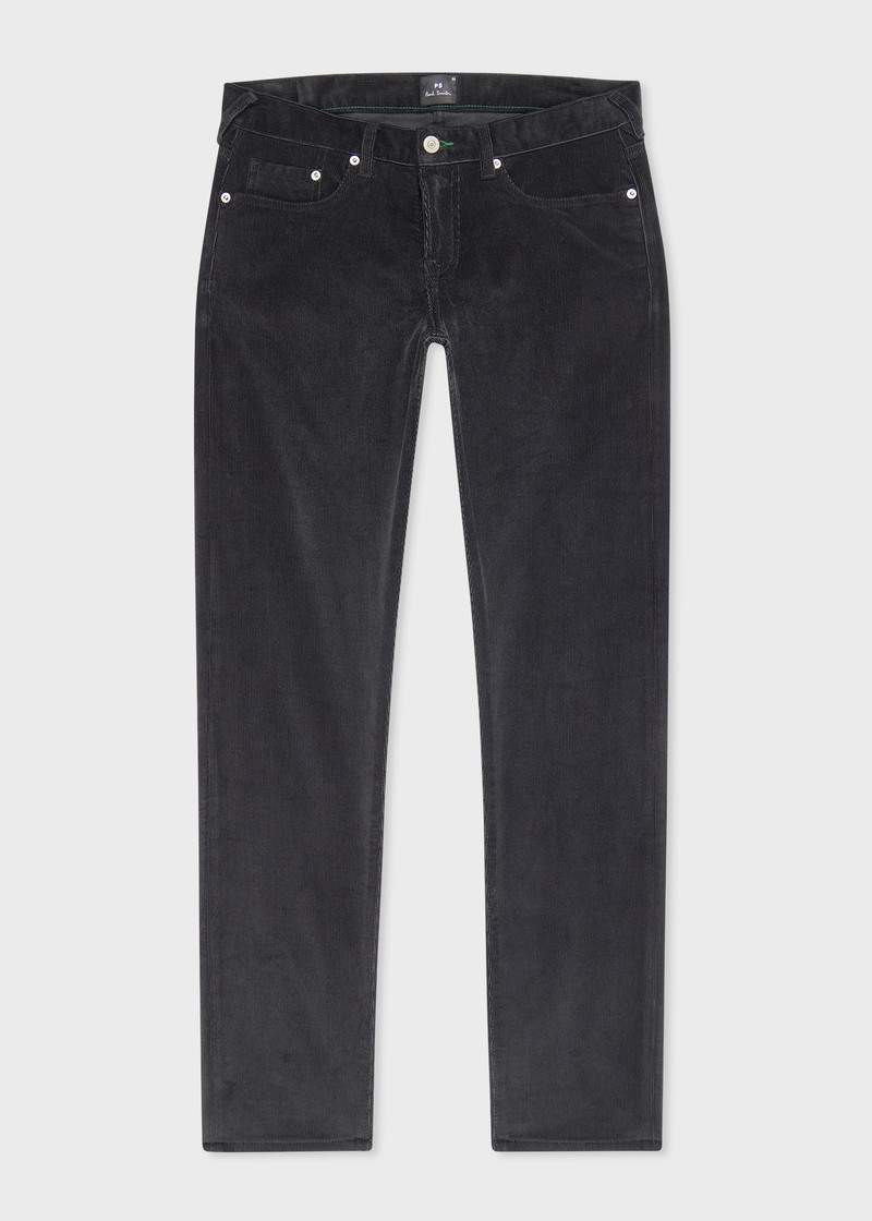 Black Tapered-Fit Organic Corduroy Trousers 1