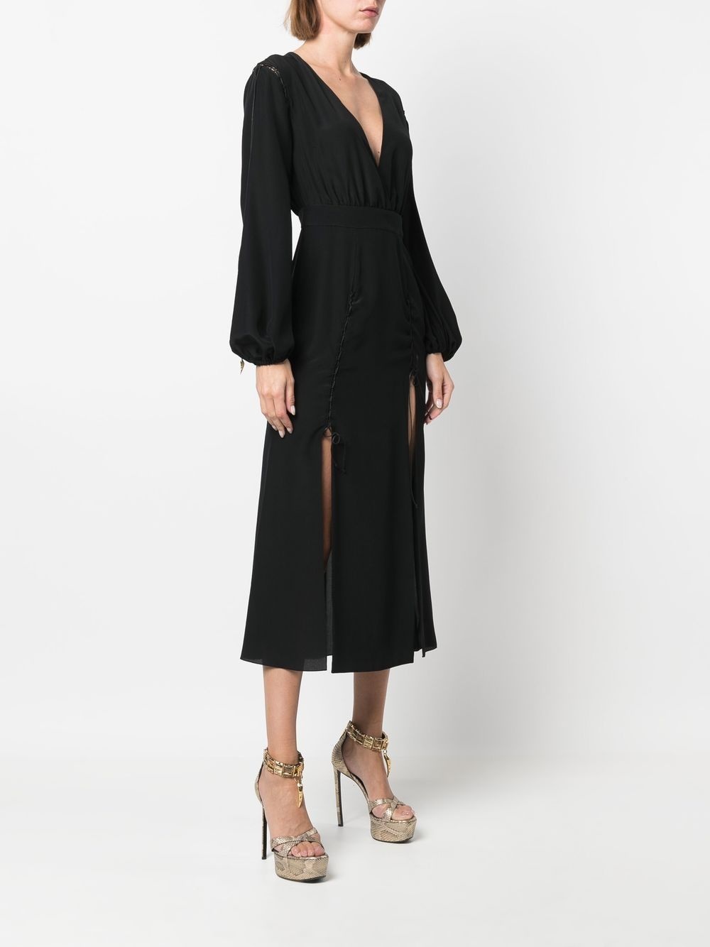 front-slit silk midi dress - 3