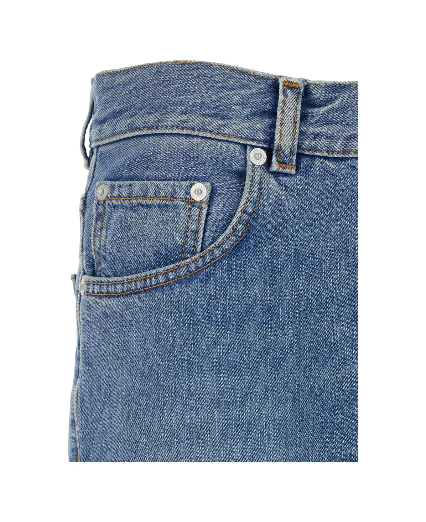 Blue Jeans With Five Pocket Design And Logo Patch On The Back In Denim Woman - 3