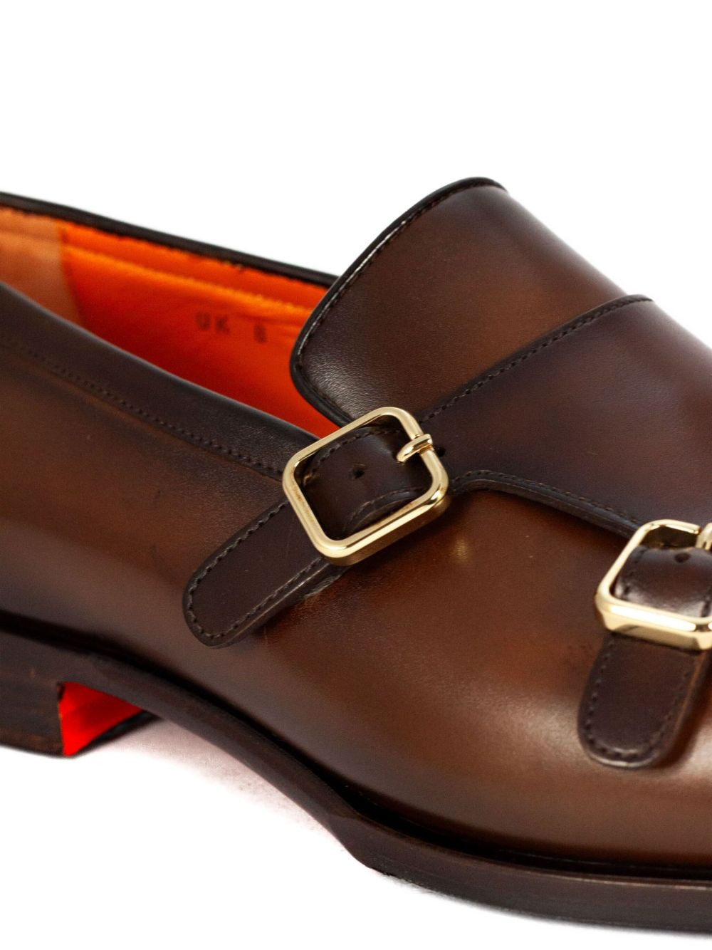 leather double-buckle monk shoes - 4