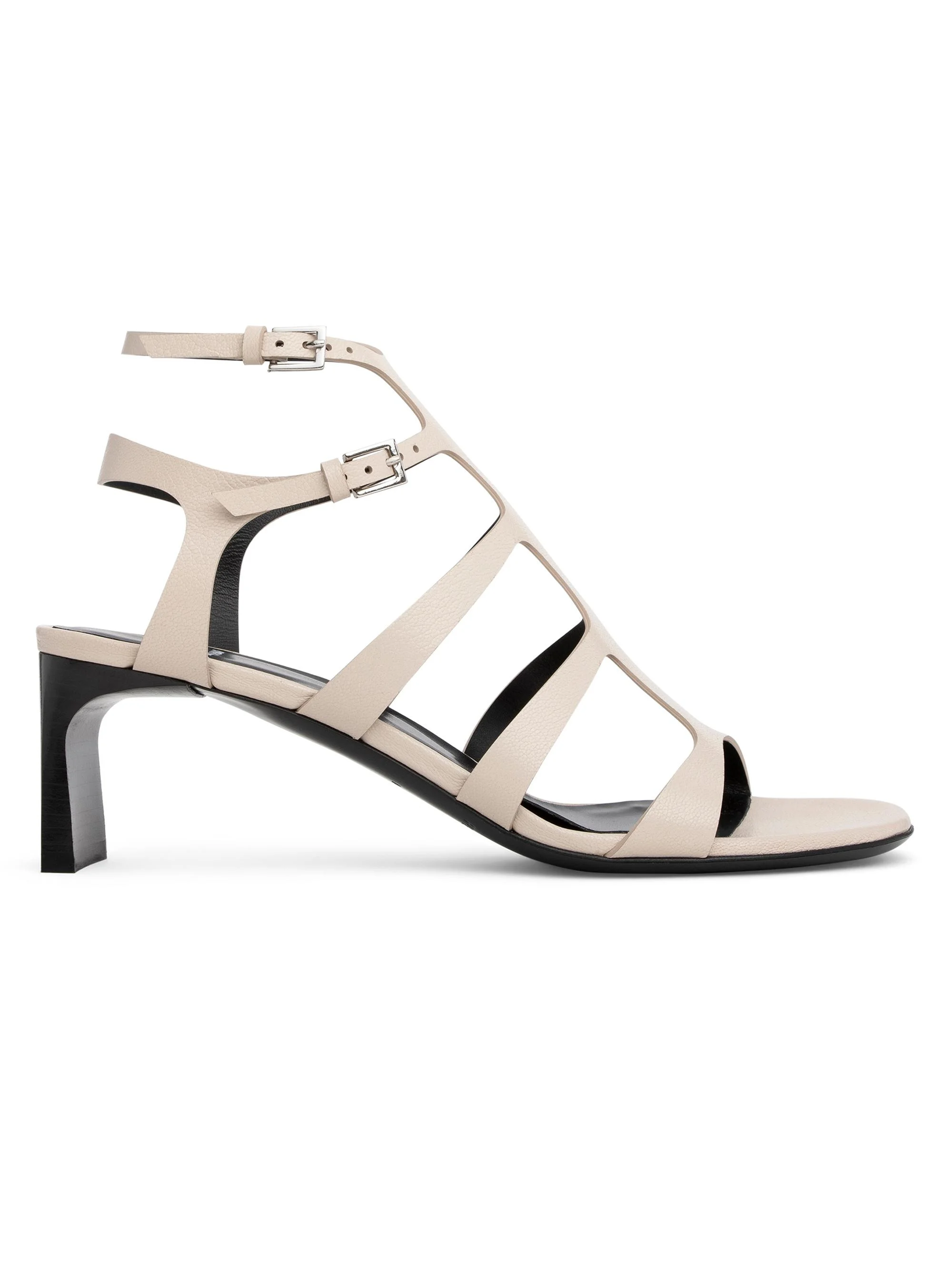 Women's Roma 60MM Leather Sandals - Grainkid Off White - 1