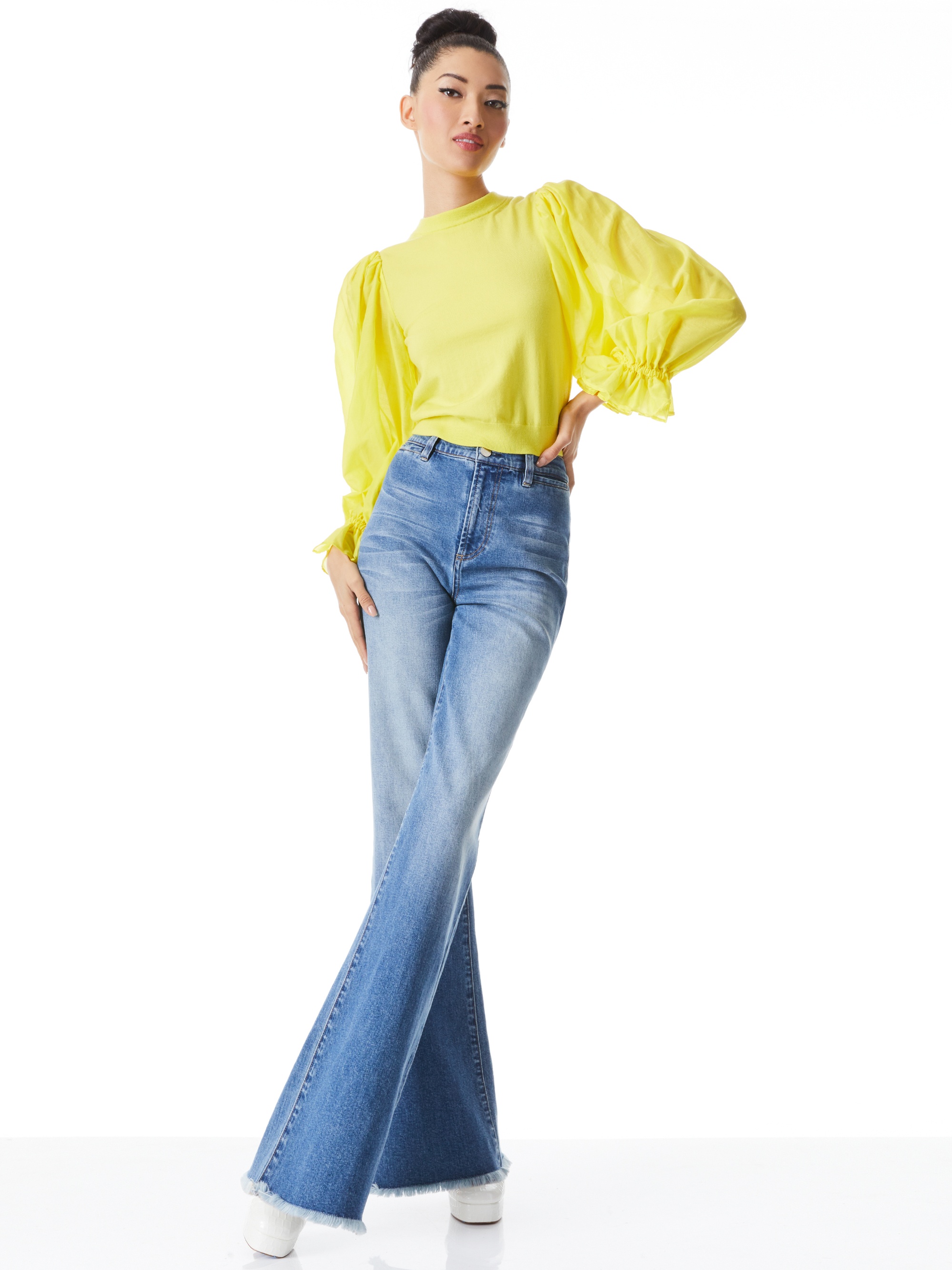 KIRIE COMBINATION SLEEVE SWEATER - 5