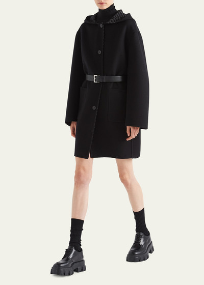 Prada Hooded Double-Face Coat with Leather Belt outlook