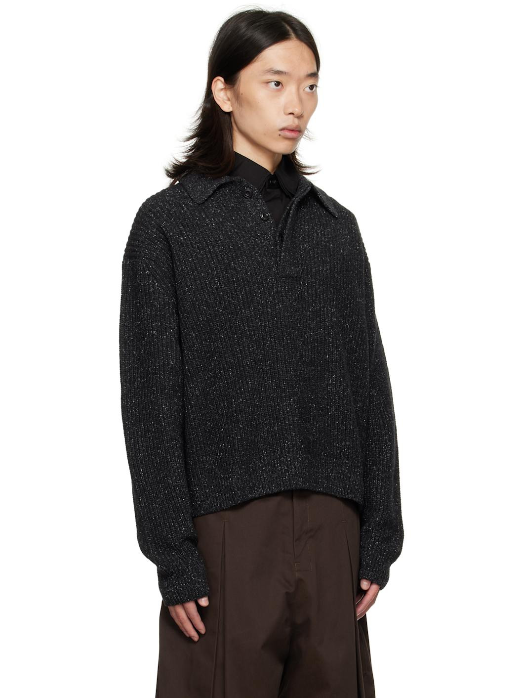 Gray Knit Polo - 2