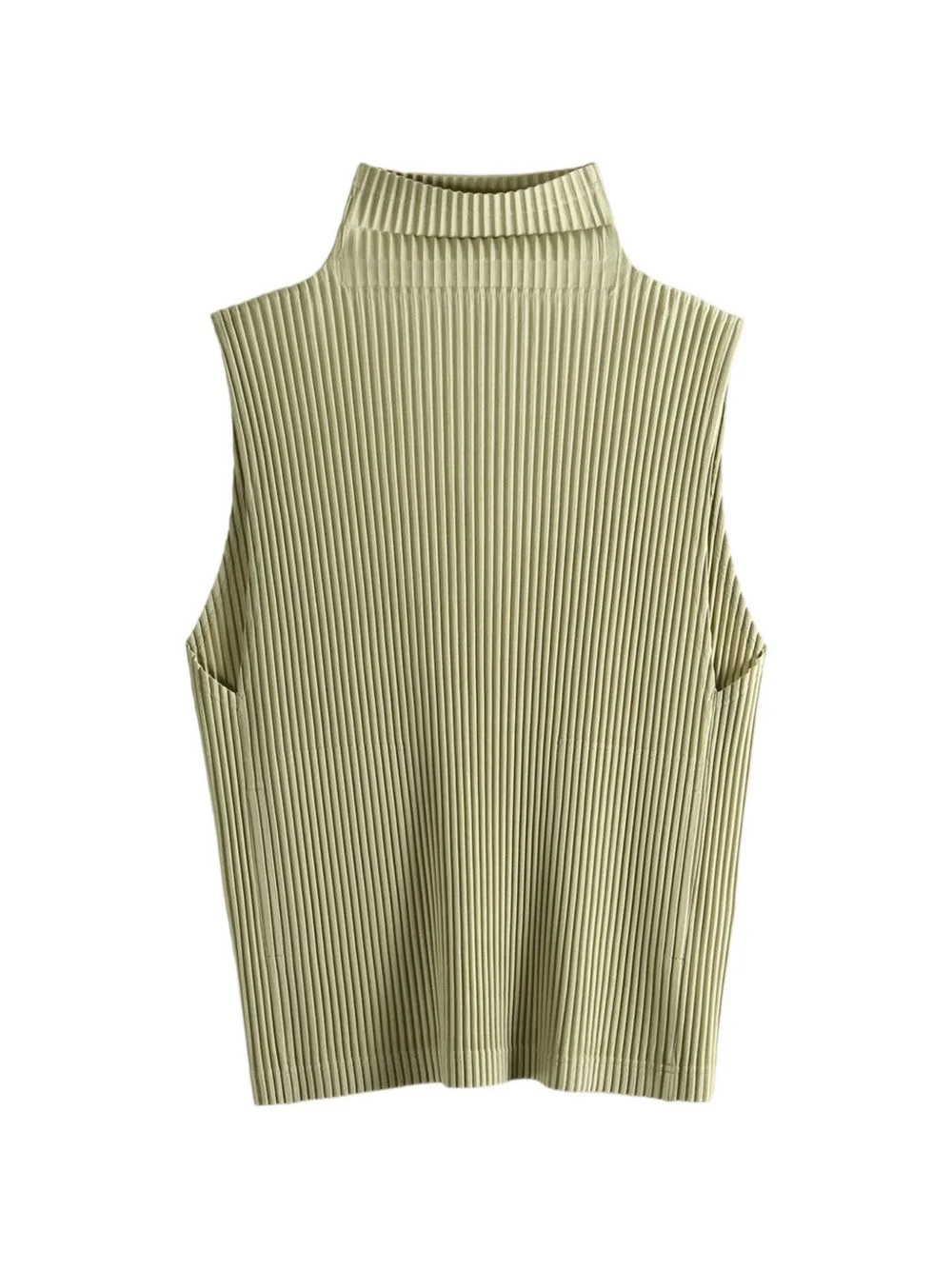 pleated roll-neck vest - 1