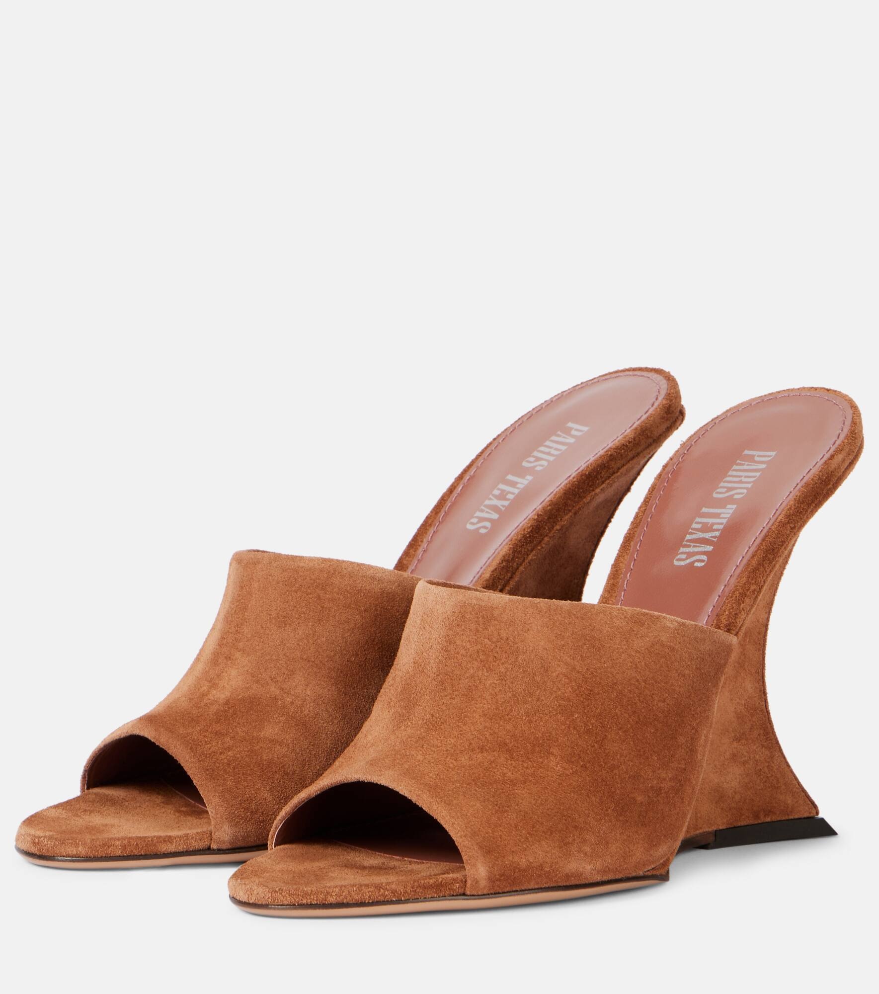 Nina suede wedge mules - 4