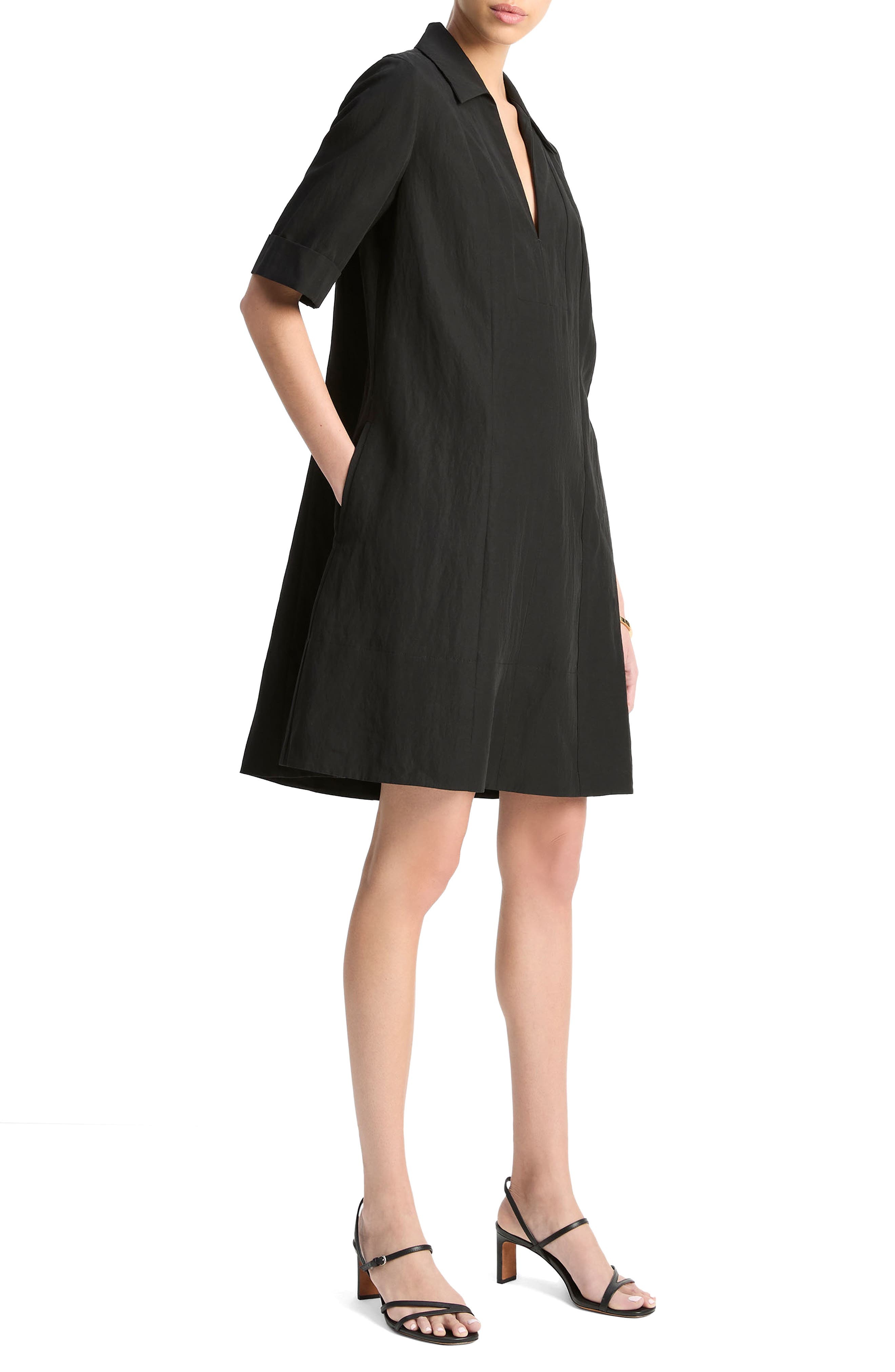 Vince Collar A-Line Dress in Black at Nordstrom - 3