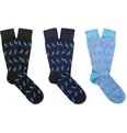 Three-Pack Stretch Cotton-Blend Jacquard Socks - 3