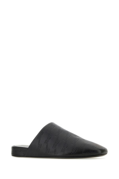 BALENCIAGA Black leather slippers outlook