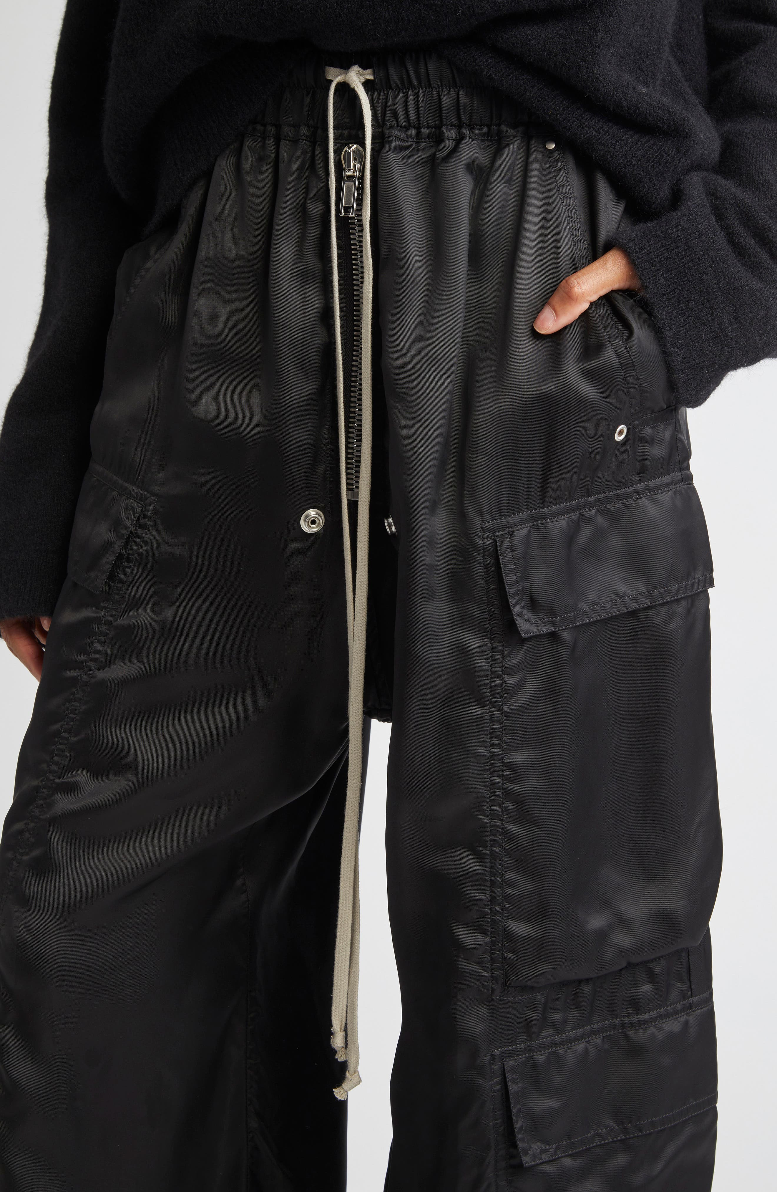 Rick Owens Cargobelas Satin Cargo Pants in Black at Nordstrom - 5