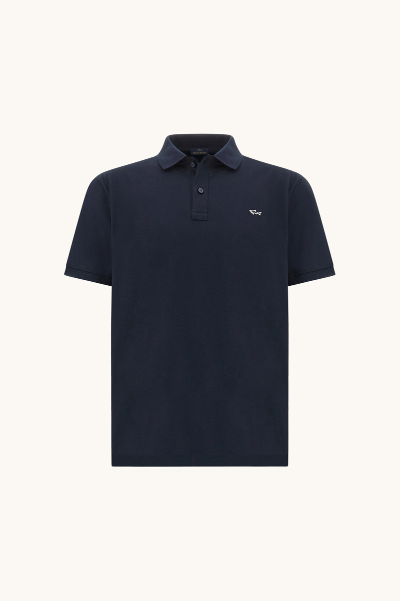 DOUBLE PIQUÉ COTTON POLO SHIRT WITH SHARK EMBROIDERY - 1