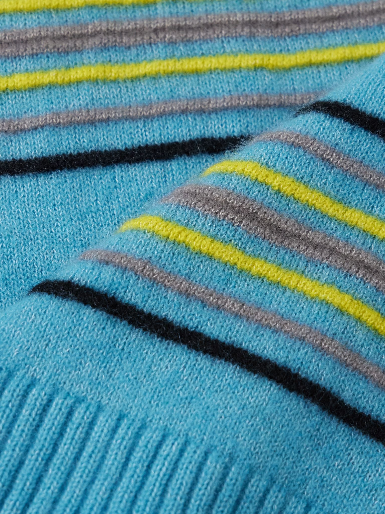 Reef Striped Cashmere and Cotton-Blend Sweater Blue - 4