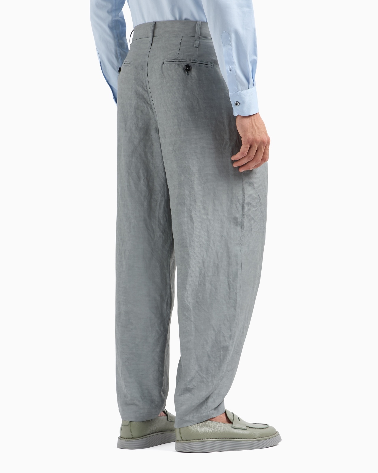 VISCOSE AND LINEN CANVAS SINGLE-DARTED TROUSERS - 3