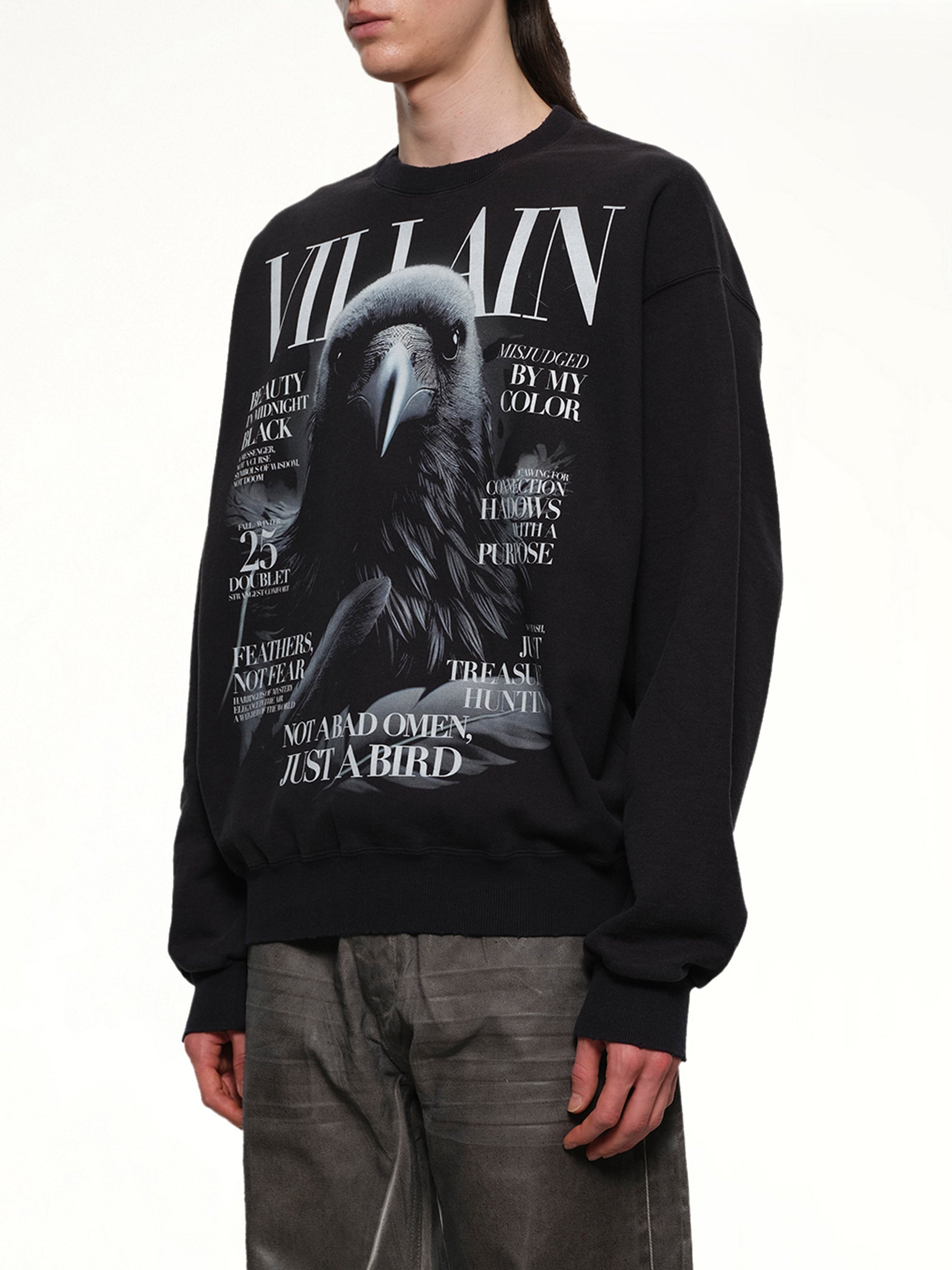 Villain Cover Print Sweat Shirt in Black - 3