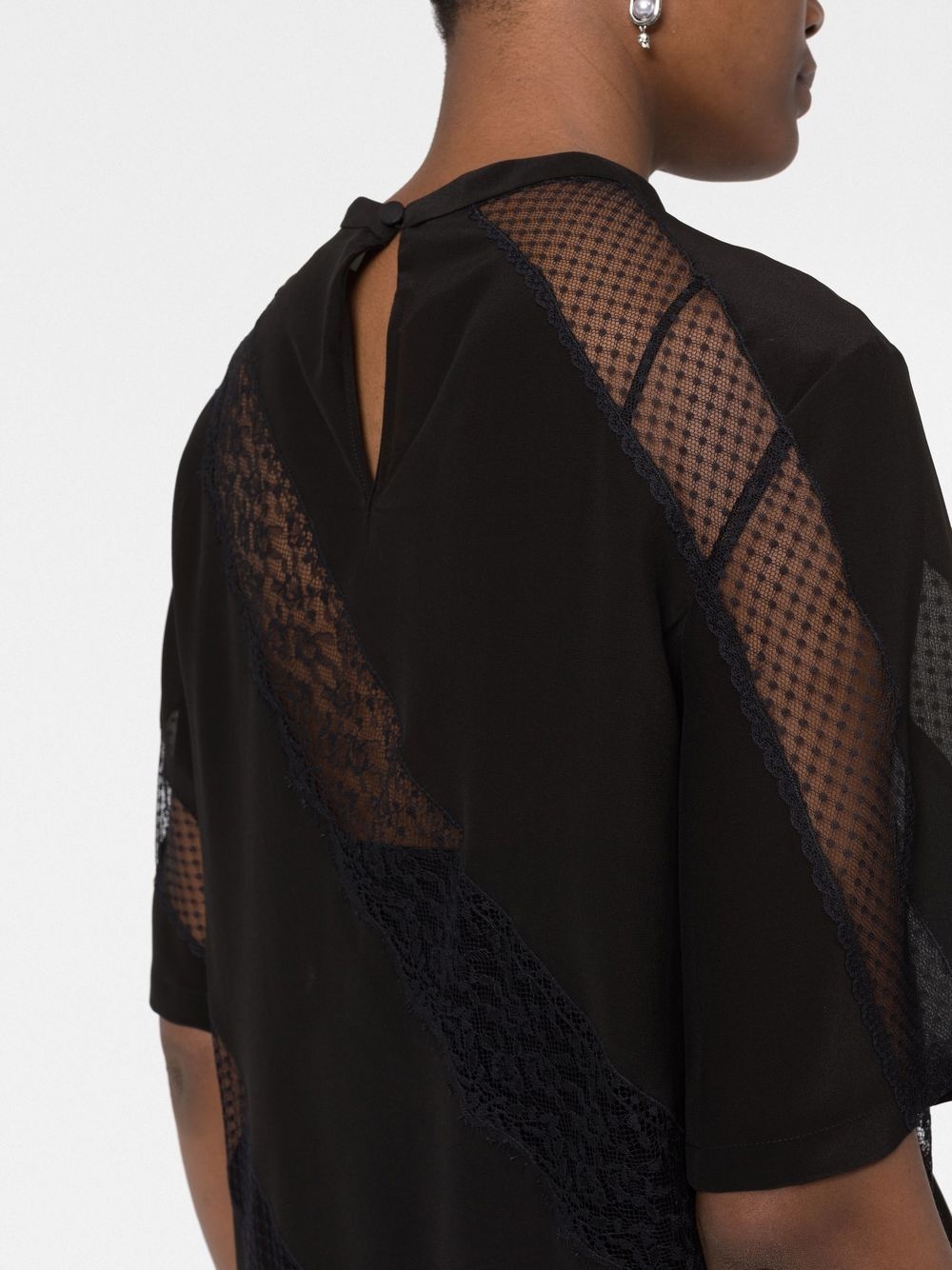 lace-panelled T-shirt - 3