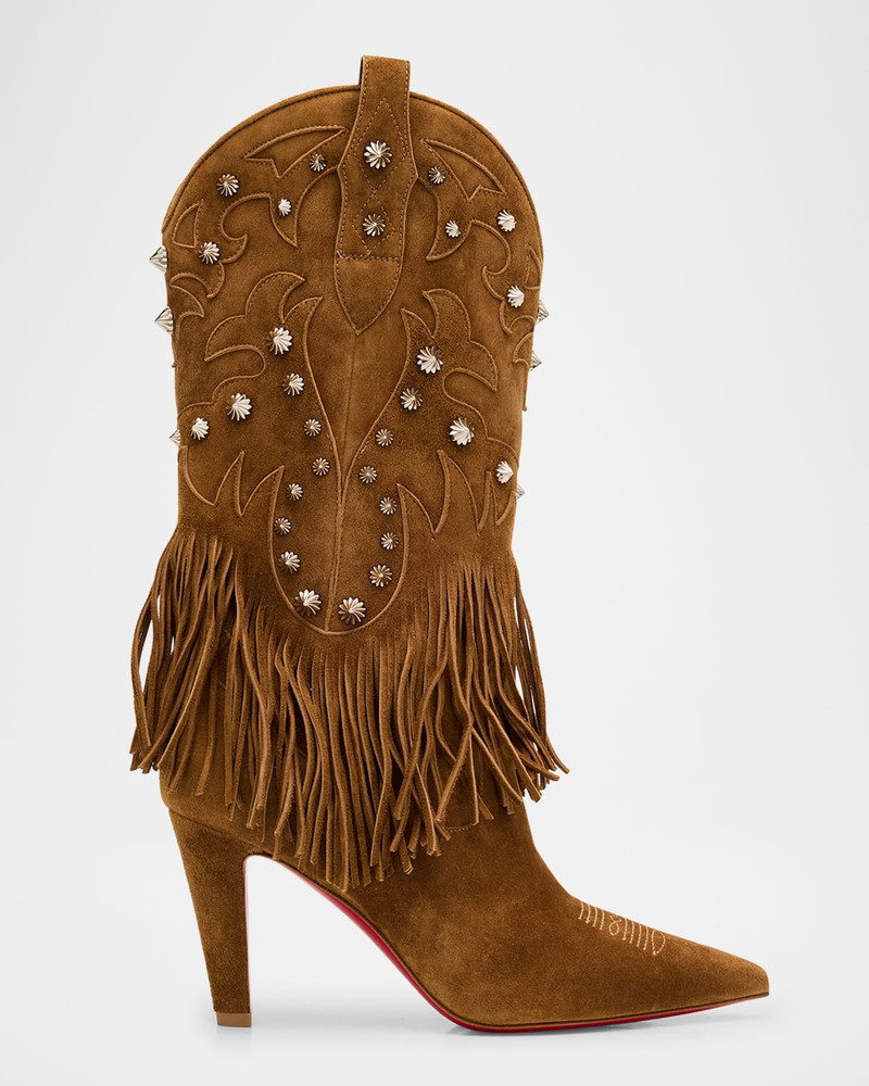Santia Suede Fringe Red Sole Booties 1