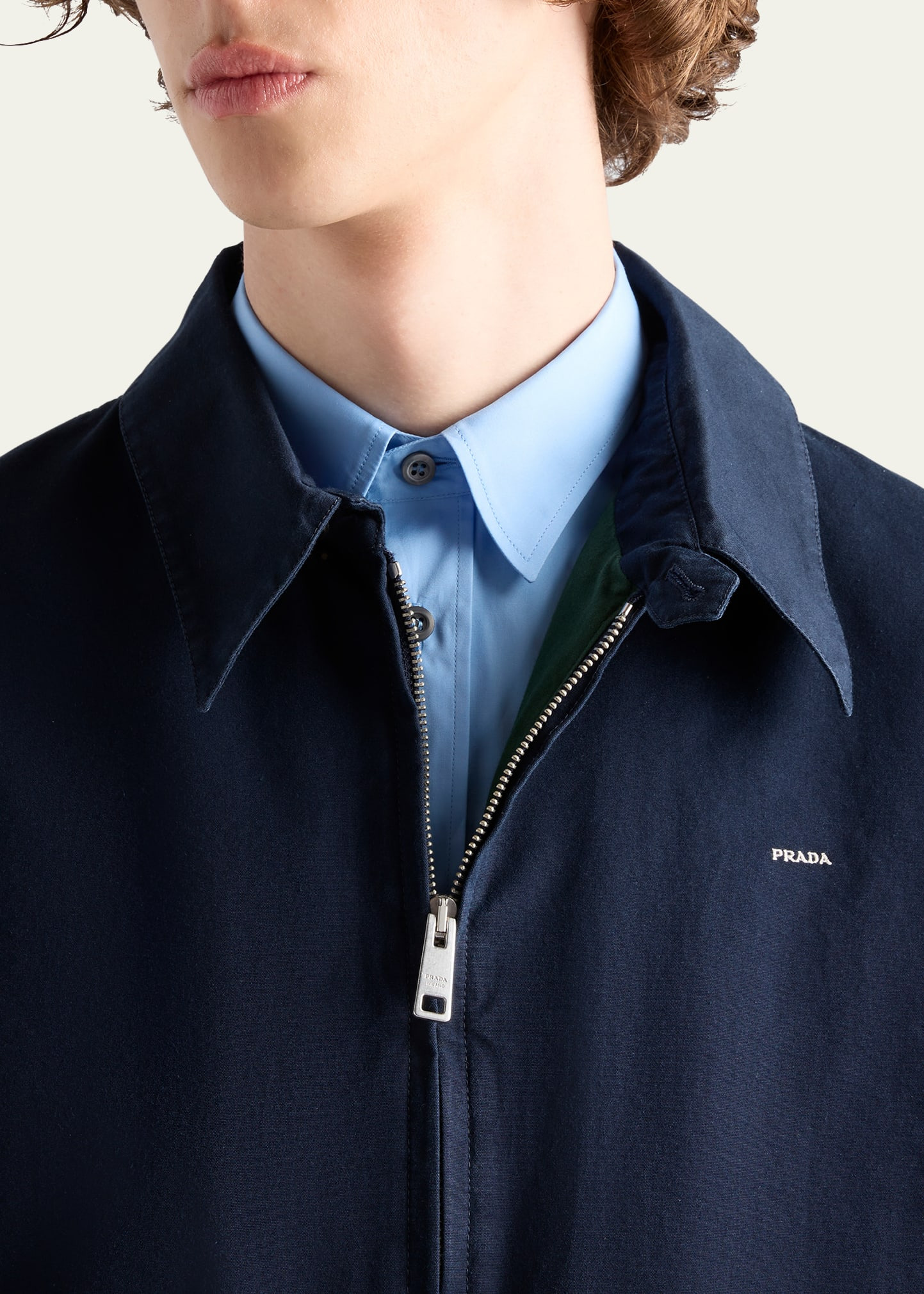 Men's Poplin Chest Logo Full-Zip Shirt Jacket - 4