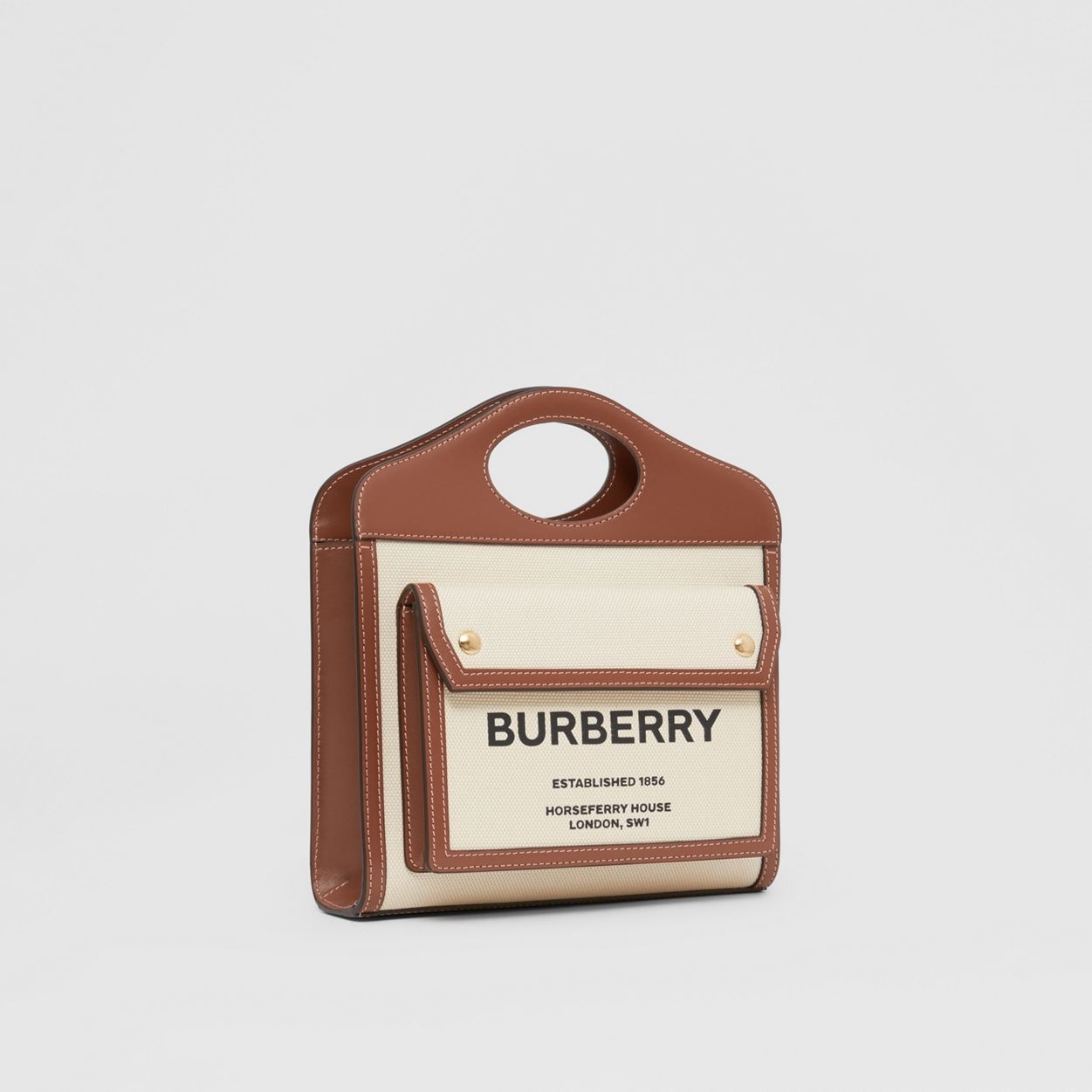 Burberry Mini Two-tone Canvas and Leather Pocket Bag in Malt Brown – COSETTE