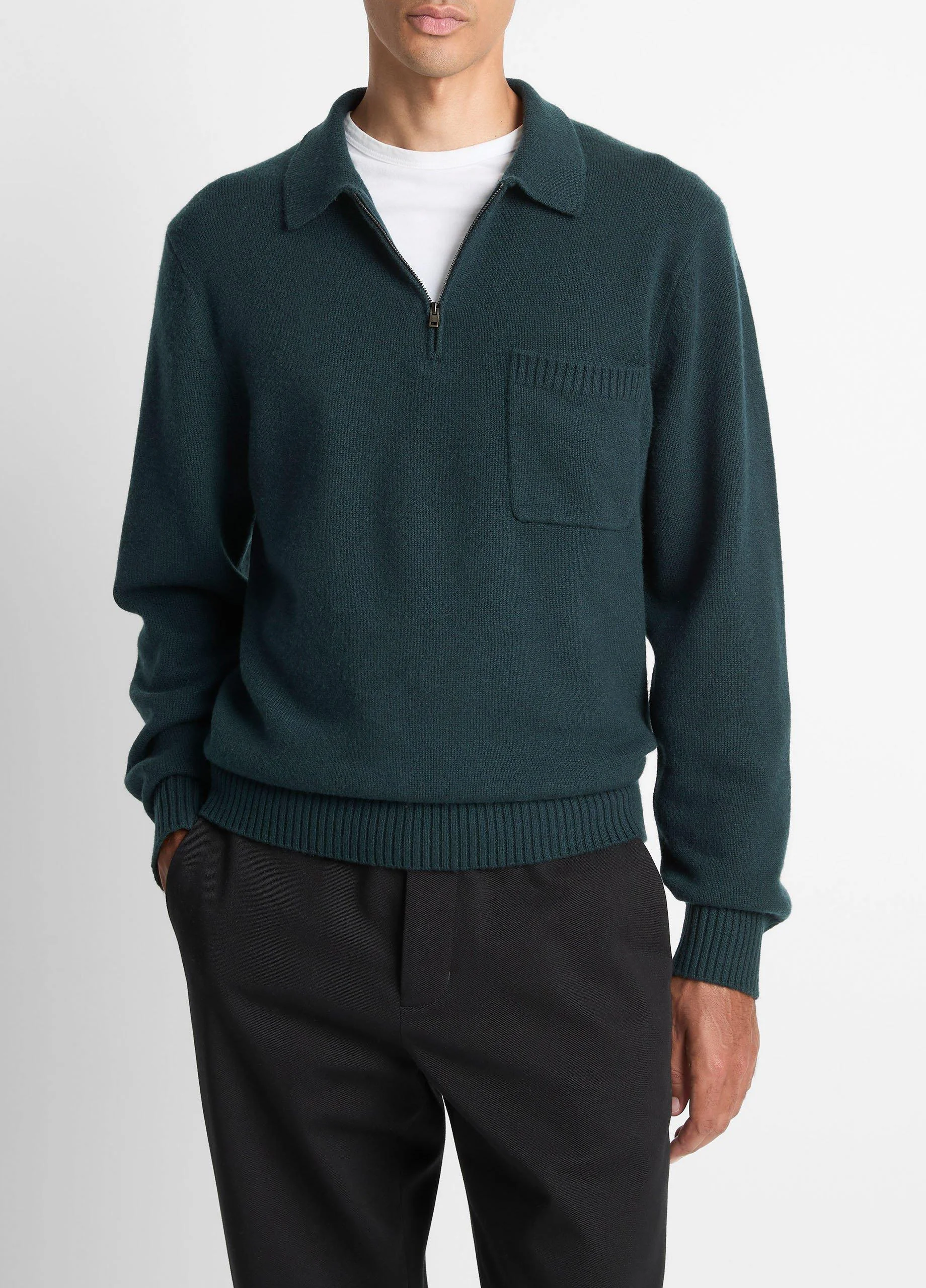 Wool & Cashmere-Blend Quarter-Zip Polo Sweater - 1