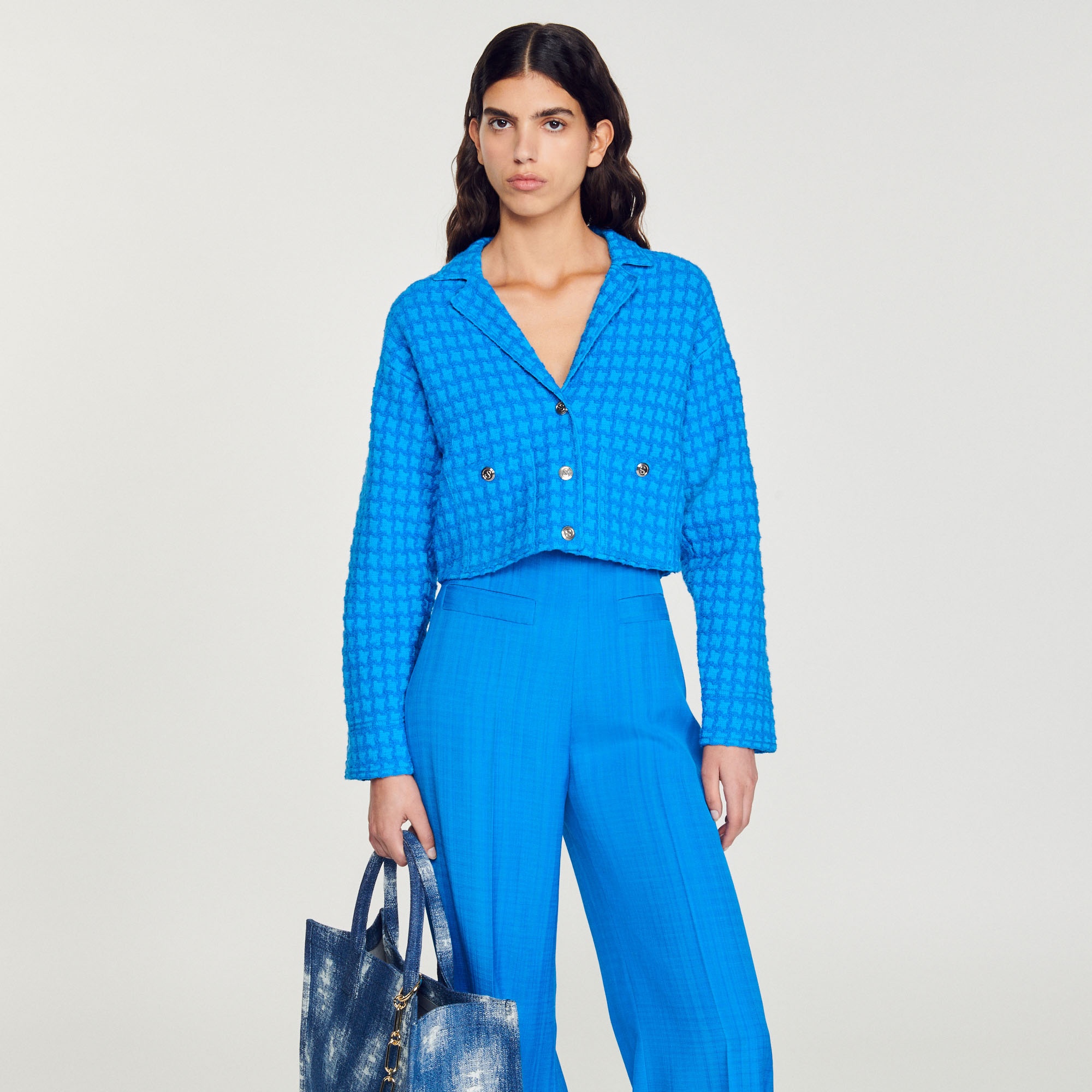 Cropped tweed coatigan - 5