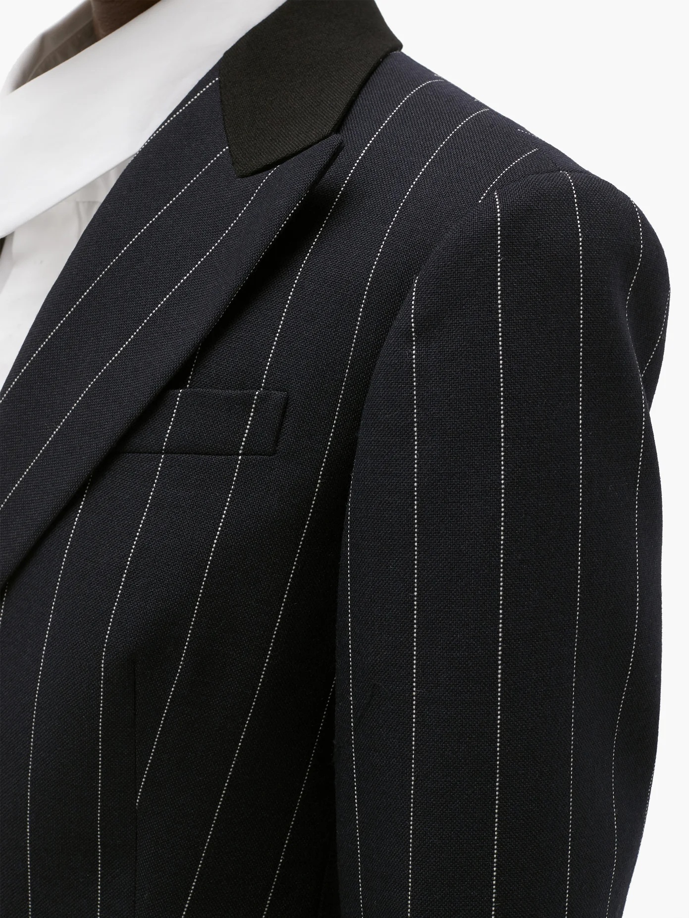 Pinstriped single-breasted wool jacket - 4