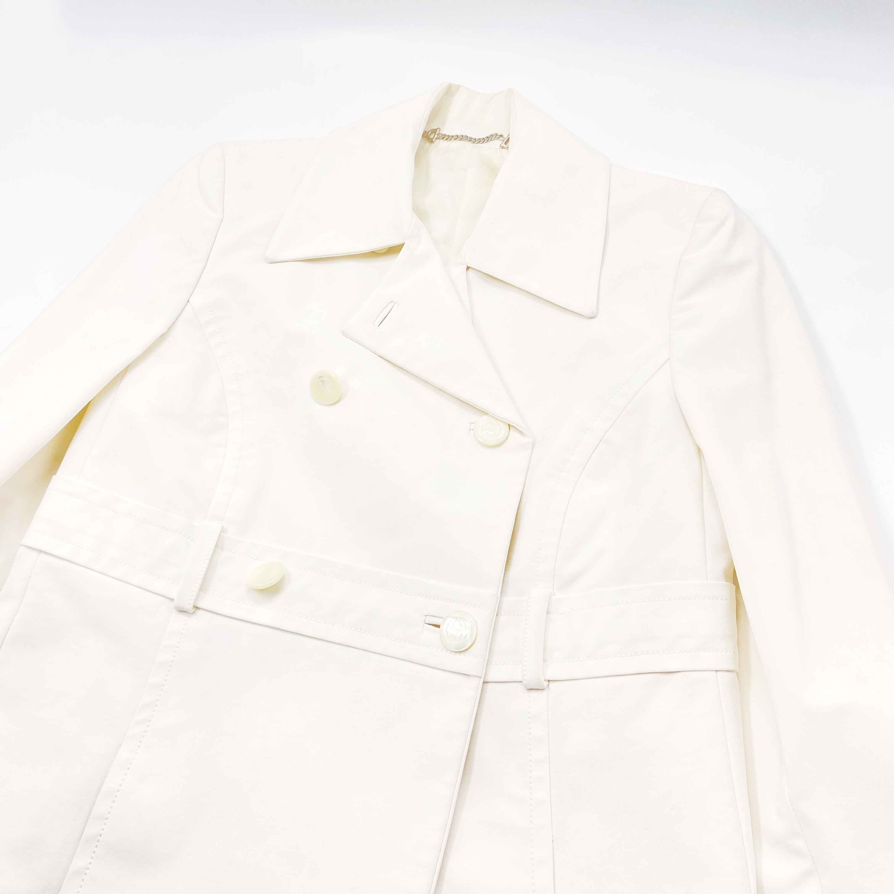 Gucci Spring 1996 Tom Ford Double-Breasted White Short Coat 38 - 6
