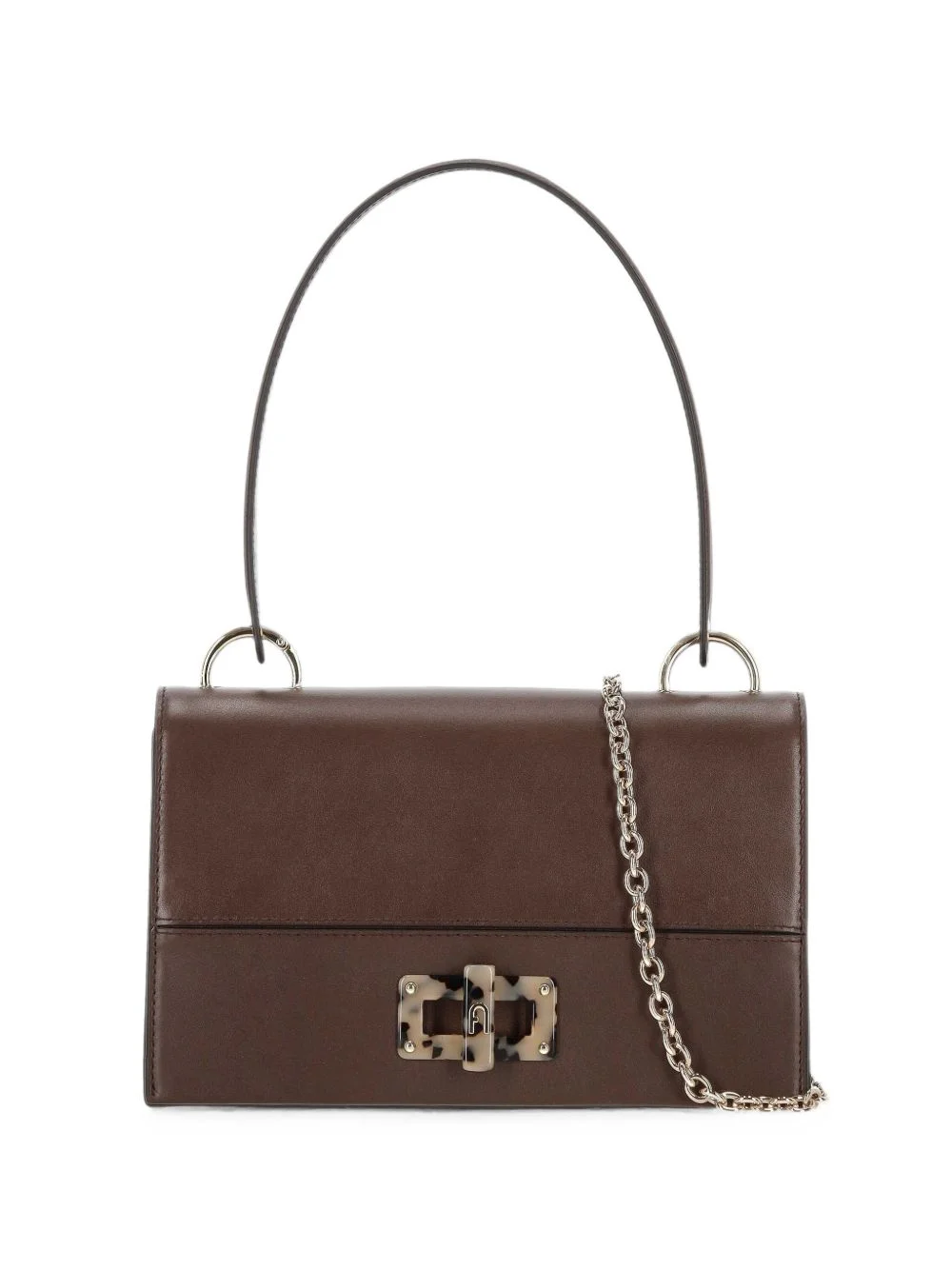 tortoiseshell-effect logo-plaque shoulder bag - 1