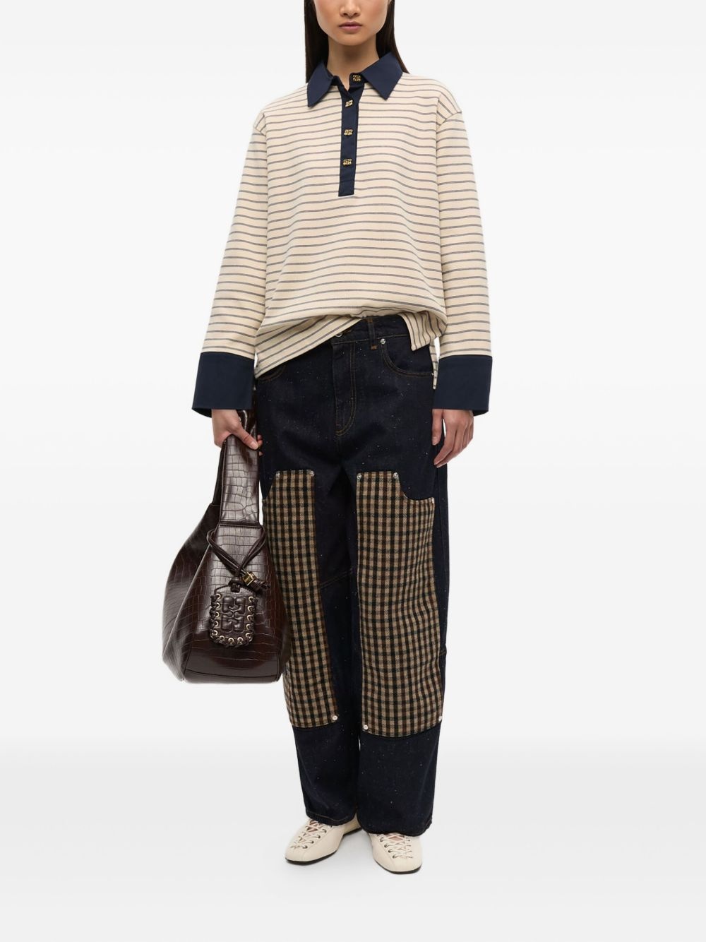 striped long-sleeve polo shirt - 2