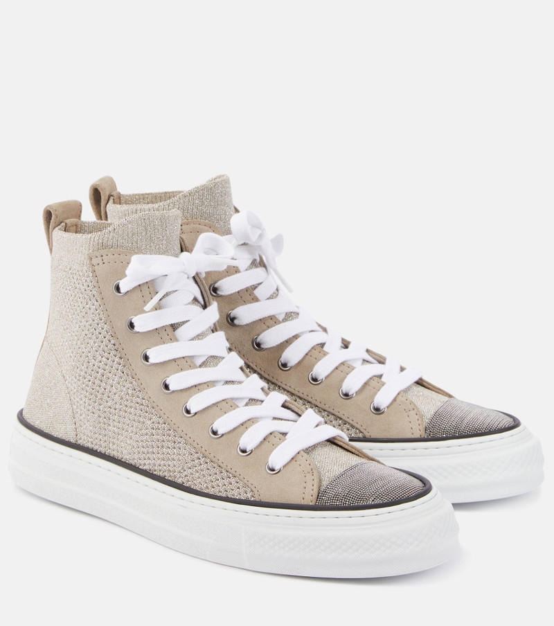 Leather-trimmed high-top sneakers 1