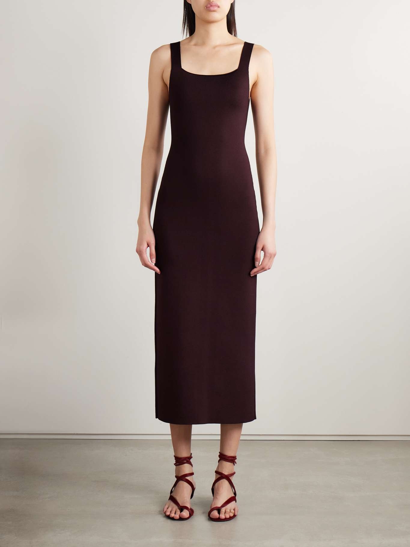 Dixi stretch-knit midi dress Burgundy - 3