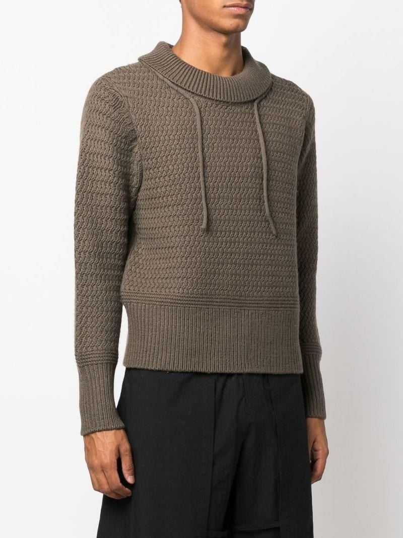 drawstring-neck chunky-knit jumper - 3