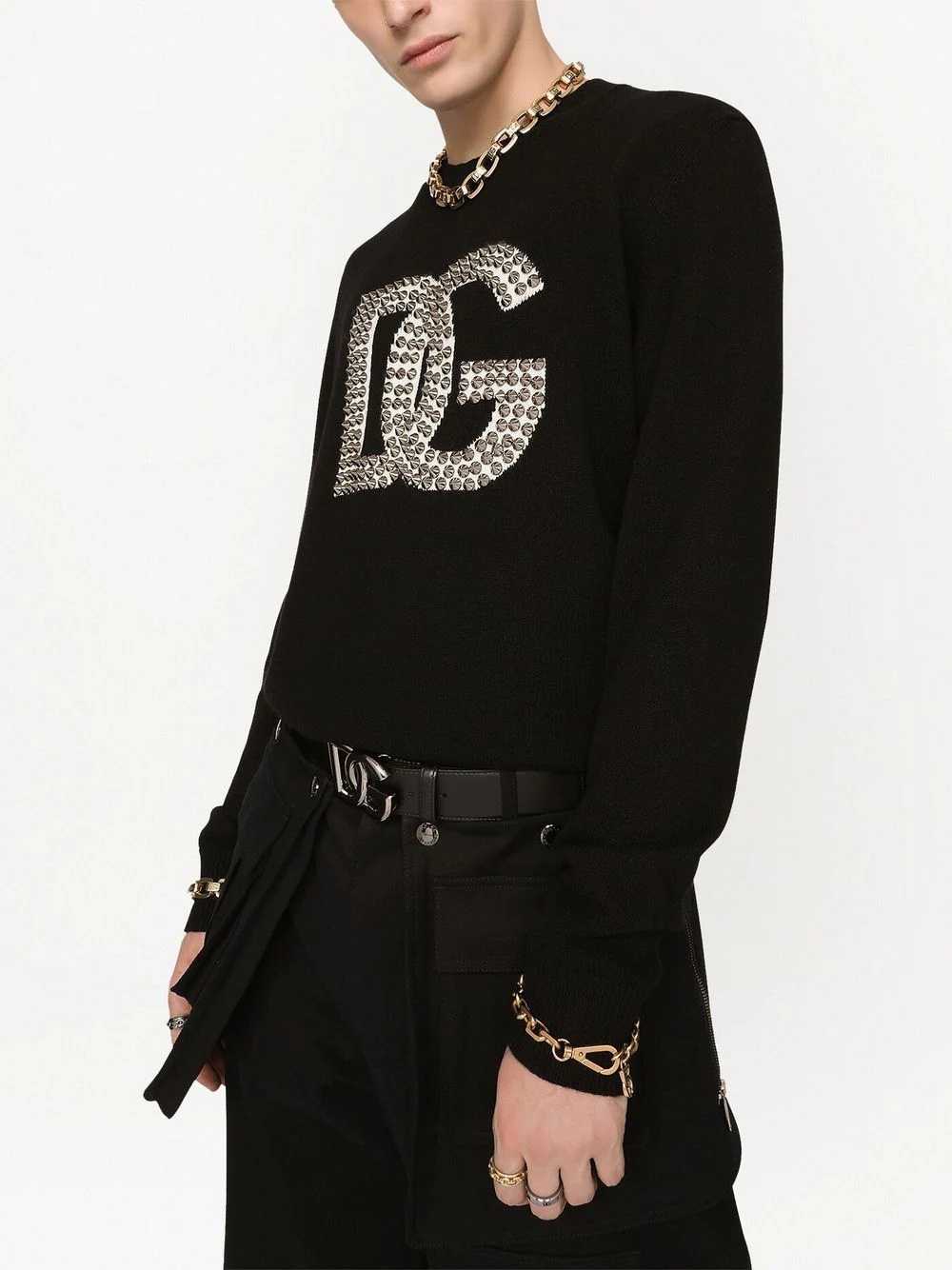 studded logo-detail jumper - 5