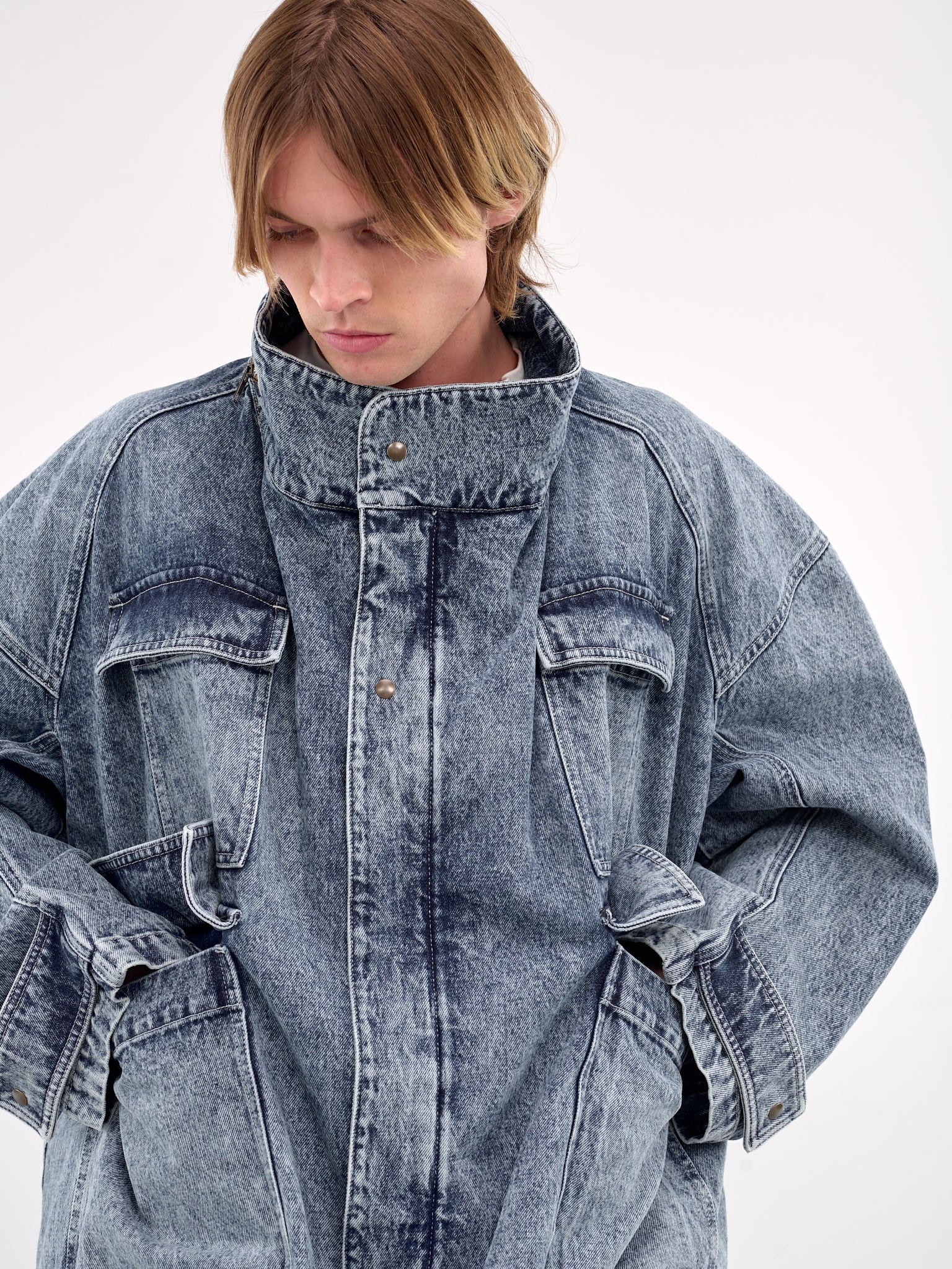 Denim Utility Cargo Jacket - 4