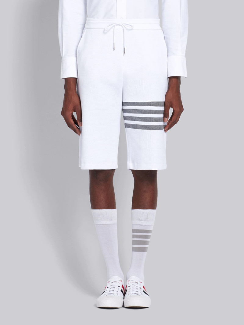 White Compact Waffle 4-Bar Sweatshorts 1