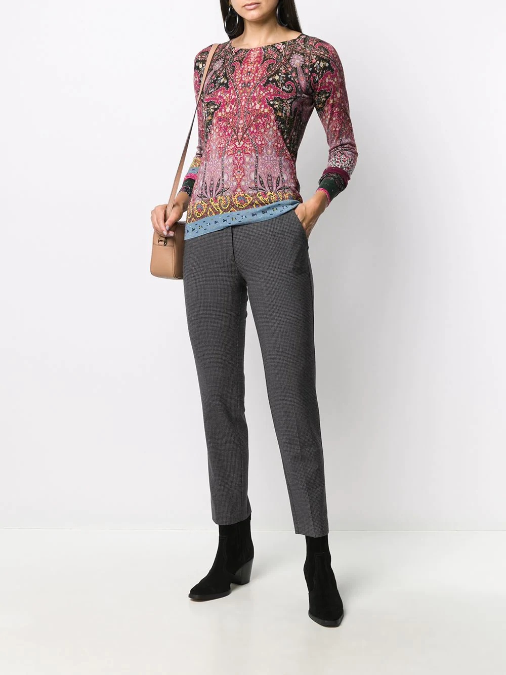 check pattern tailored trousers  - 2