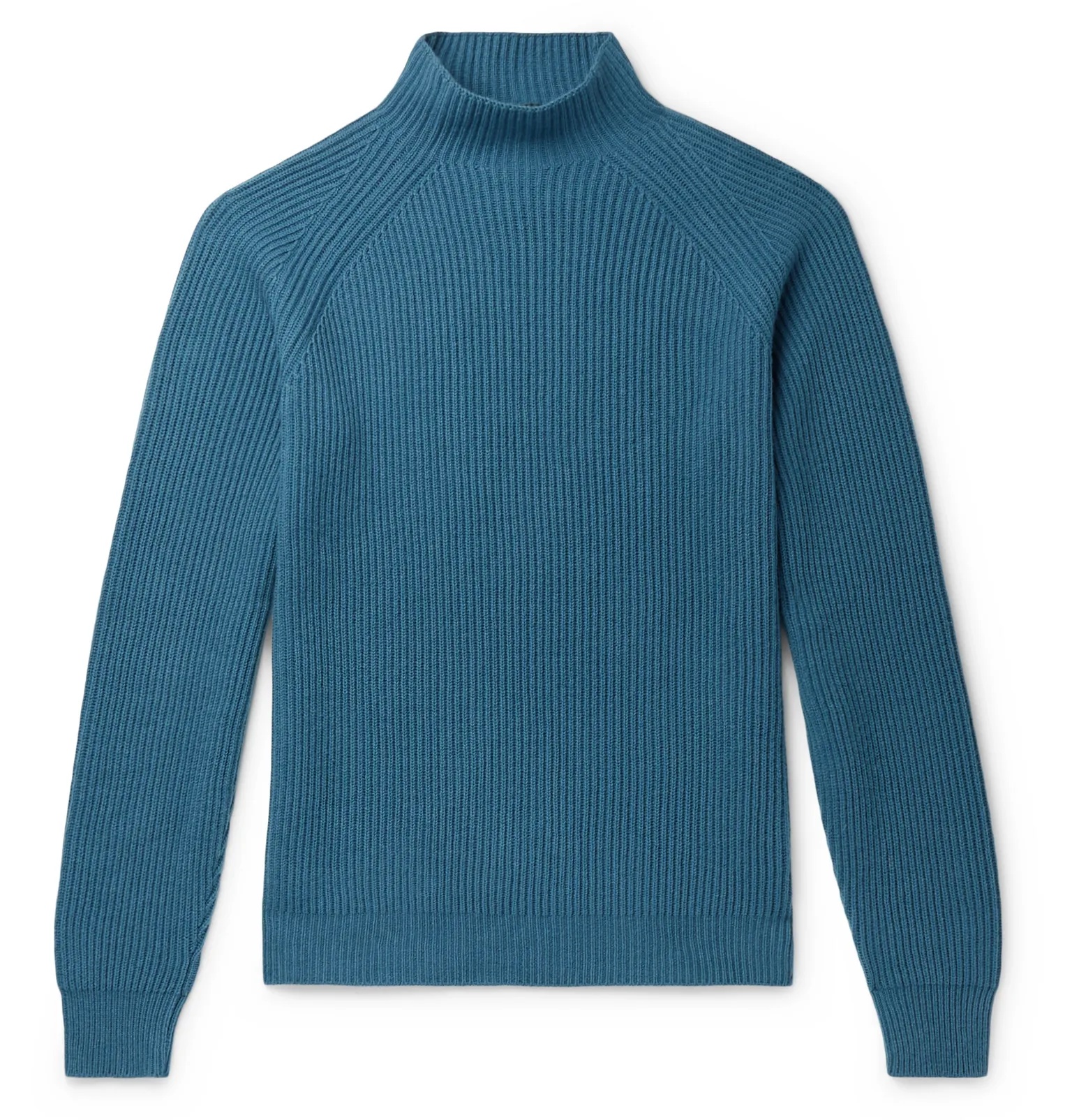 Ribbed Baby Cashmere Mock-Neck Sweater - 7