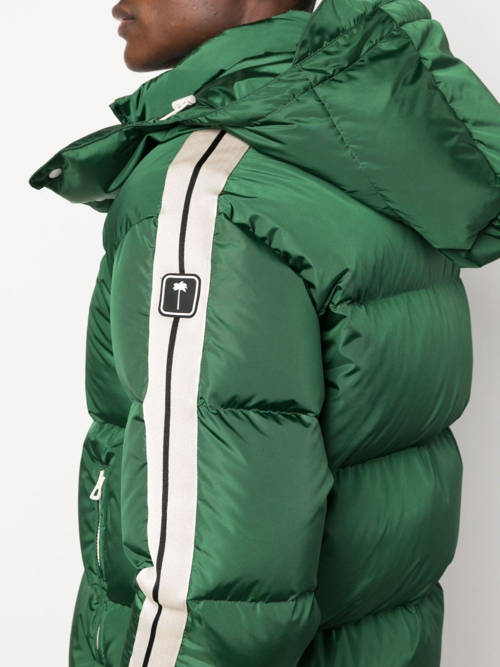 logo-print side-stripe puffer jacket - 6