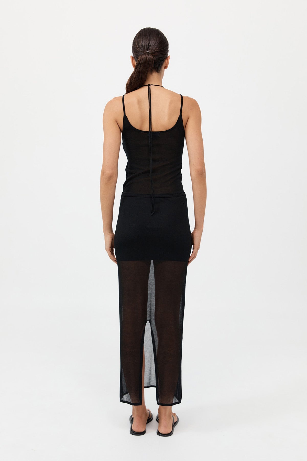 Sheer Column Skirt - Black - 6