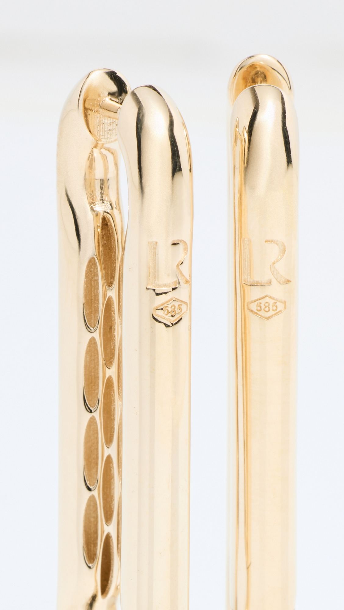 14k Yellow Gold Extra Large Link Earrings - 4