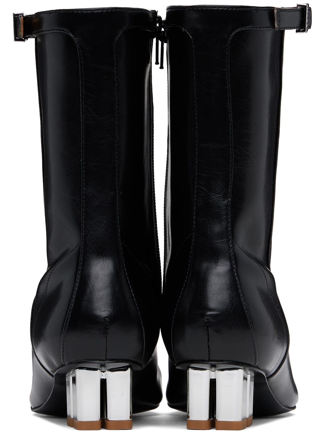 Black Oleatex Eyelets Lace-Up Ankle Boots - 2