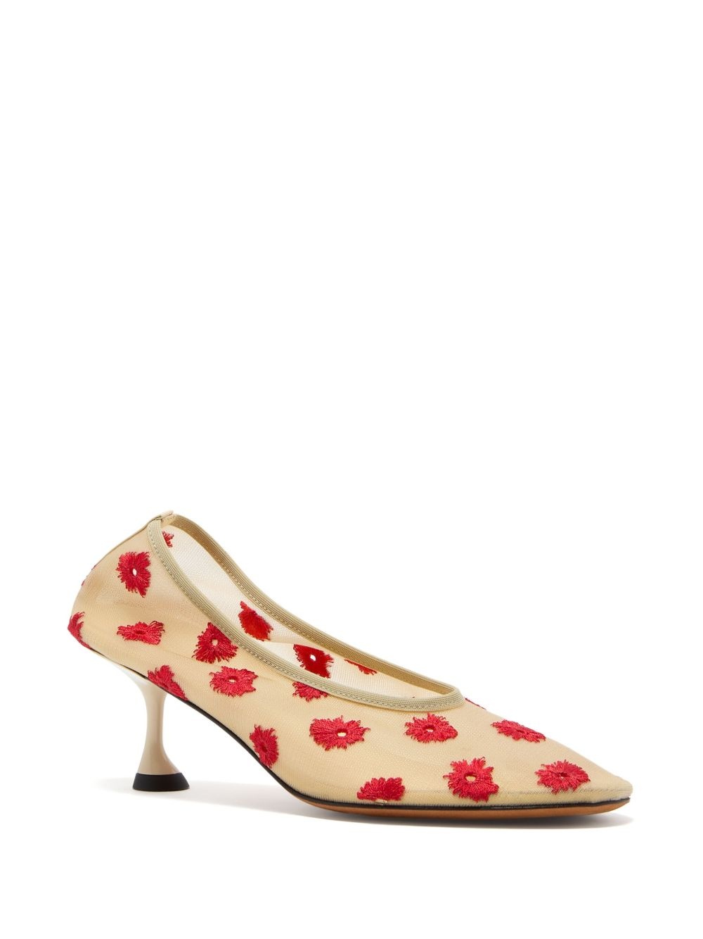 Tee floral-embroidered kitten pumps - 2